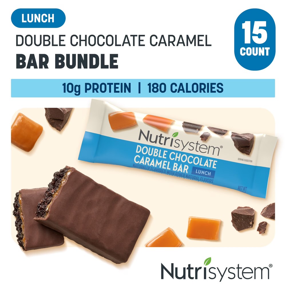 Nutrisystem Double Chocolate Caramel Bar Pack 10g Protein 15 Count