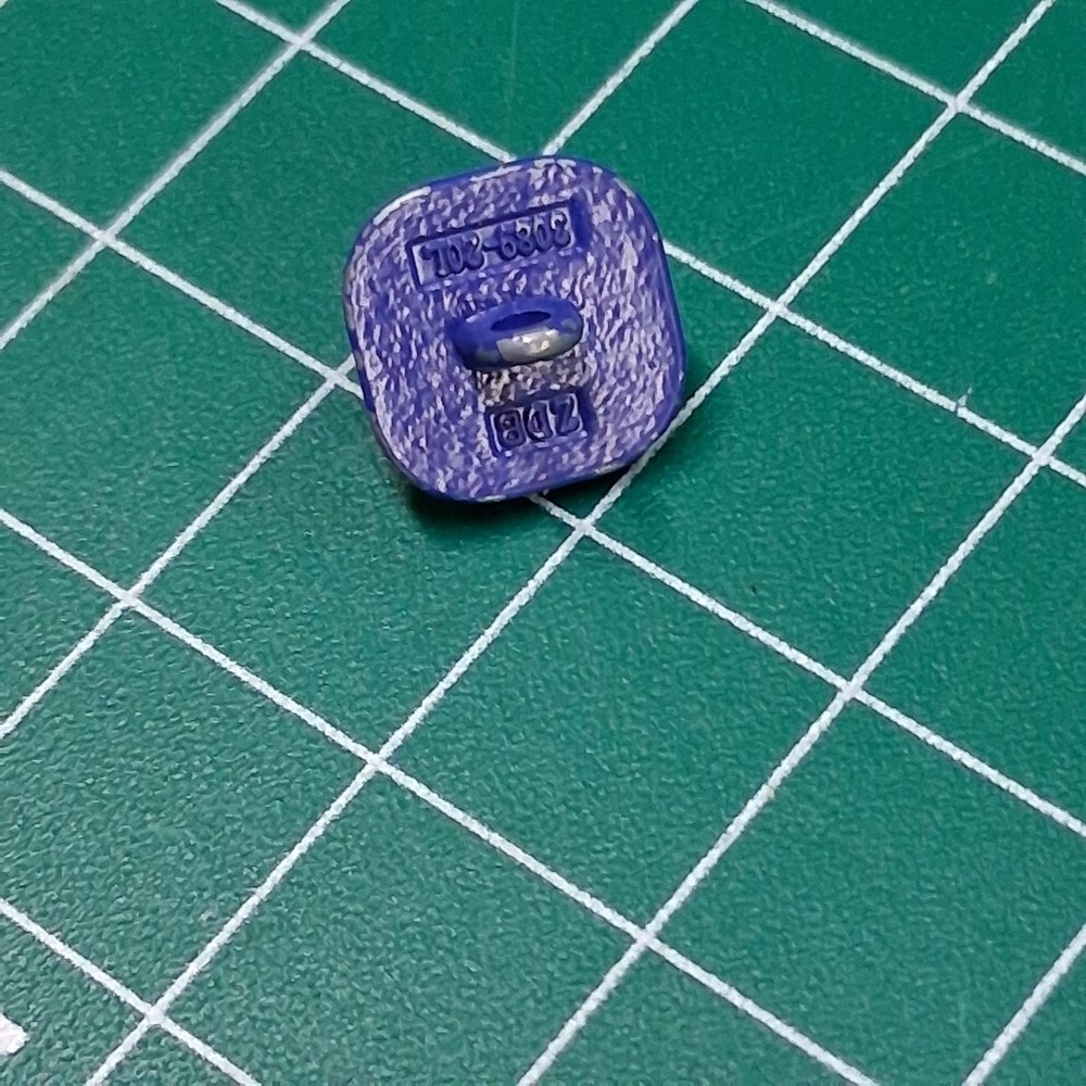 ZDB Square Transparent Glittery Blue Textured Plastic Bead Metal Accent Button