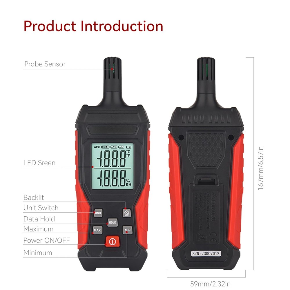 HFS(R) Temperature & Humidity Meter Detector Digital Hygrometer Handheld