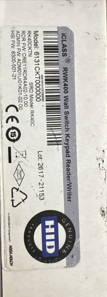 iClass RWK400 Wall Switch Keypad And Reader/Writer