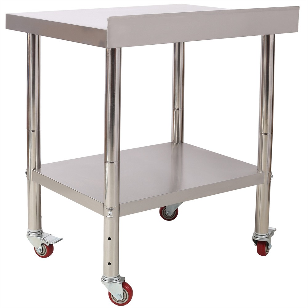 Stainless Steel Prep Table 440lbs Adjustable Undershelf Workstation for Kitchen