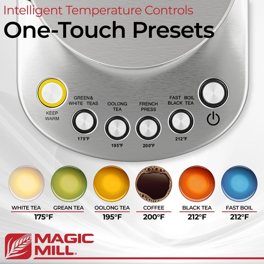 1.7L 1500W Electric Kettle Water Boiler with Tea Infuser & Temperature Control