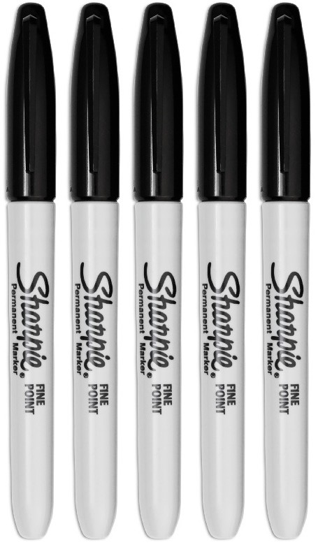 Sharpie Black Fine Marker Permanent Point Pack of 5