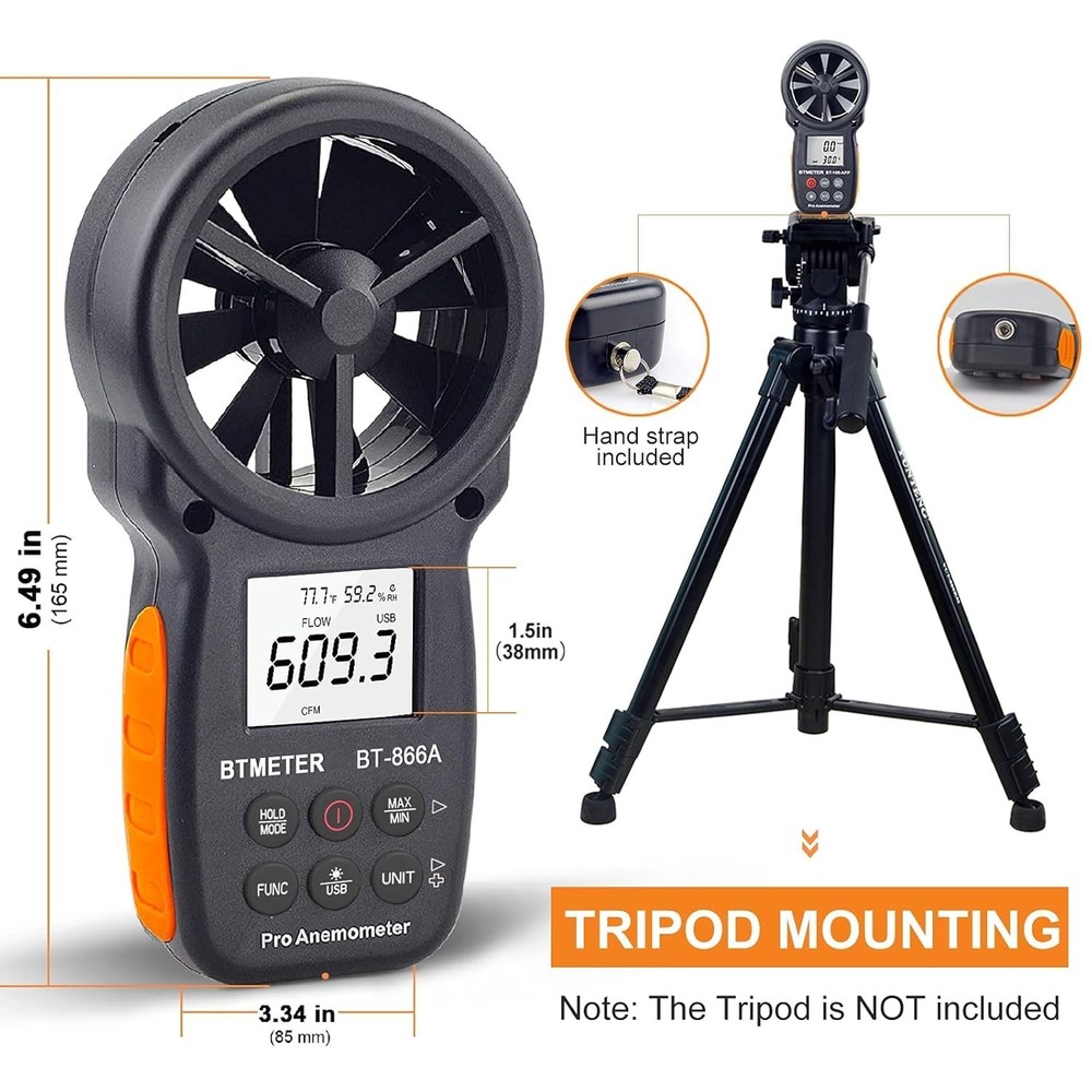 Pro Handheld HVAC Anemometer CFM Air Flow Wind Speed Meter USB Data Logging