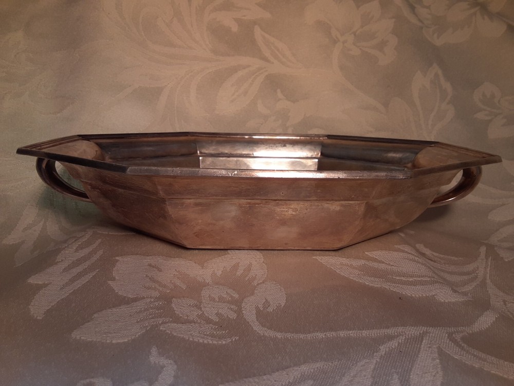 23. Octagonal dish 9”, silver plated, typical monogram  from Gorham,