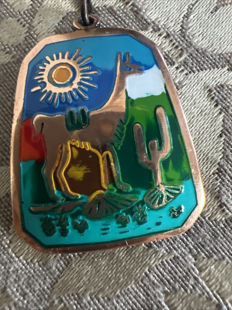 Vintage Peru Painted Keychain Llama