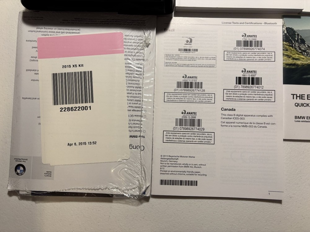 2015 BMW X5 Owners Manual OEM Complete Set