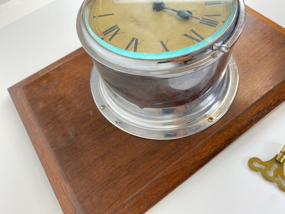 Antique Celeste Nautical Ship Clock Working Chimes Vintage Maritime England