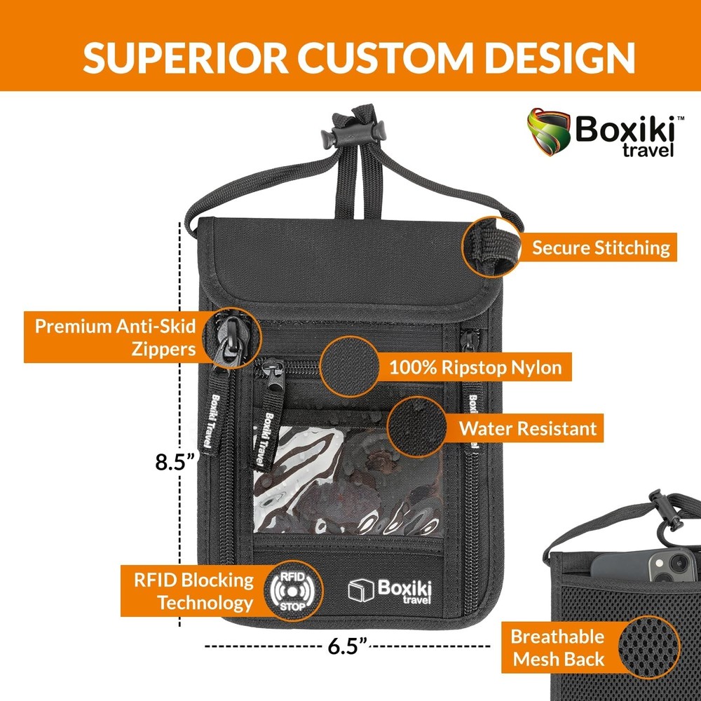 Boxiki Travel RFID Protection Bundle: Sleeves Set with Color Coding and Hidde...