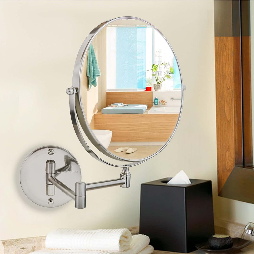 9" Wall Mounted Makeup Mirror with 1X/10X Magnification, Double Sided Magnifying