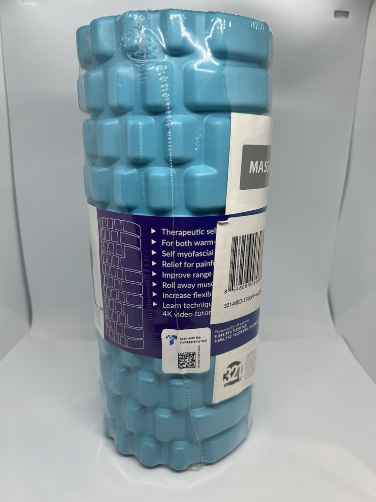 321 Strong Recovery Foam Roller – Medium Density – 13” Aqua Blue