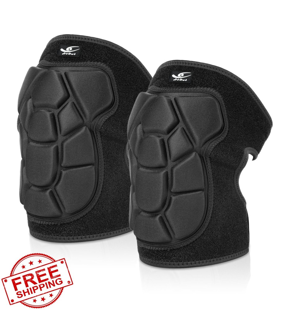 HiRui Knee Pads Wrestling Thick Foam Padding Adjustable Black Medium