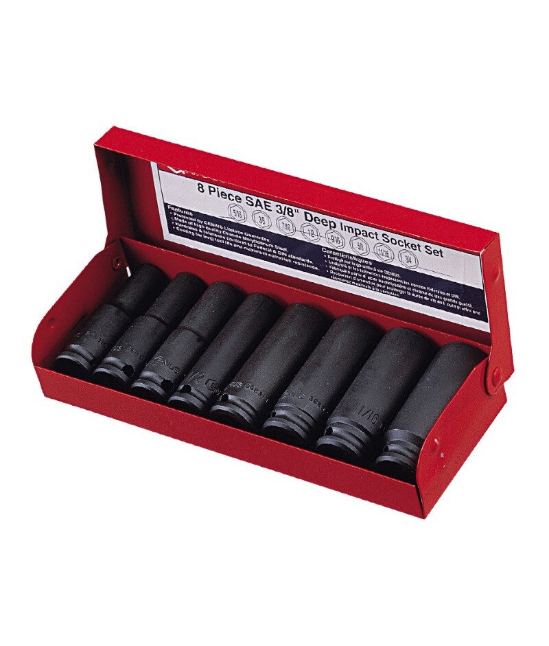Genius Tools 8 Piece 3/8" Dr. SAE Deep Impact Socket Set (CR-Mo) - (Old Part#...