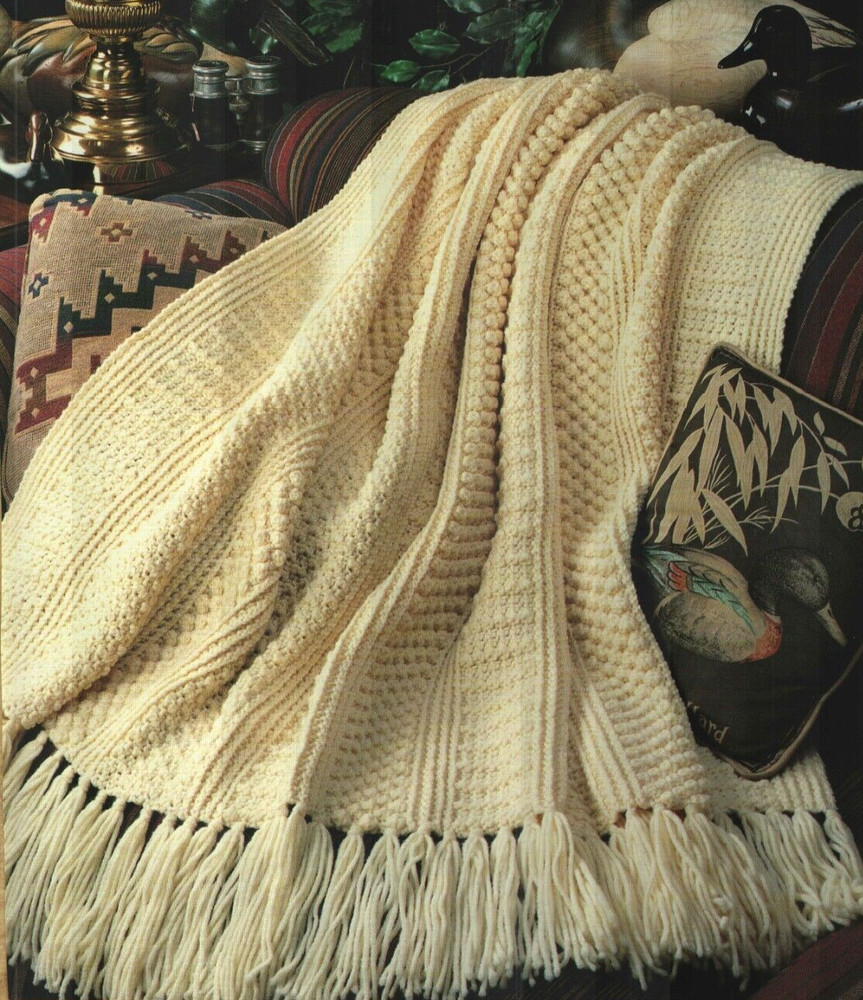 TEXTURED BANDS AFGHAN HOME DECOR CROCHET PATTERN INSTRUCTIONS