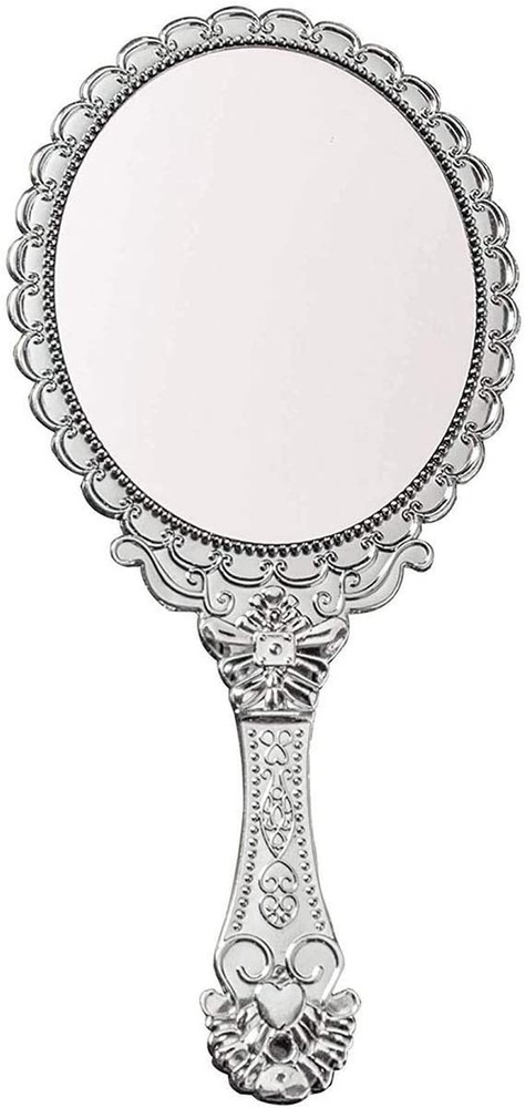 Vintage Handheld Mirror Small Hand Held Mirror with Handle Vanity Silver