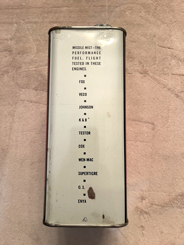 MISSLE MIST--ONE GALLON FUEL CONTAINER--EXCELLENT COLLECTABLE QUALITY--EMPTY