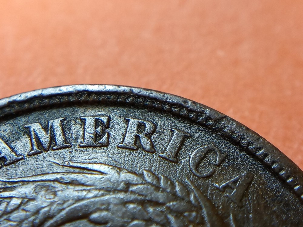 1864 2 Cent Piece with both a Rim Cud & Pre Cud