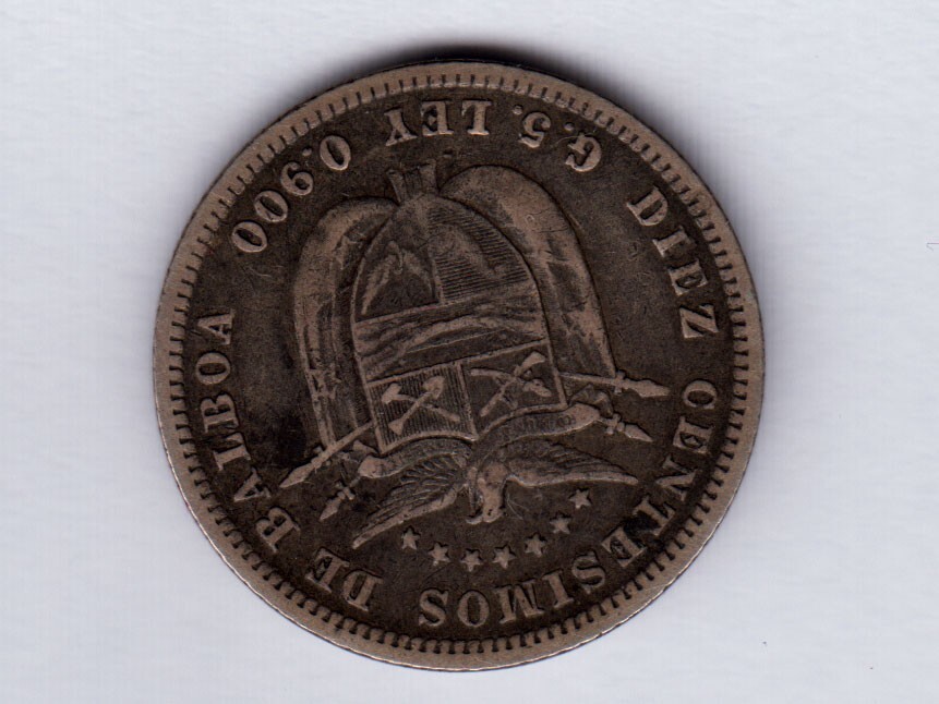 Panama:KM-3, 10 Centesimos, 1904 * SILVER * VF *