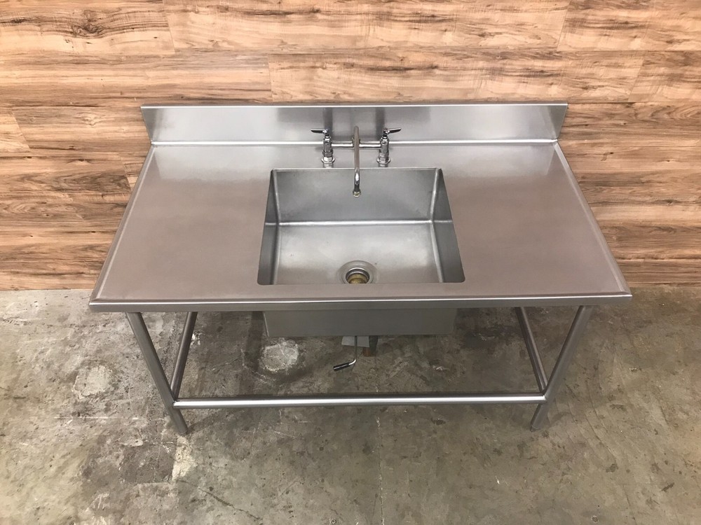 60" Single Compartment Sink Table, Quick Drain Release, Open Base drip edge top