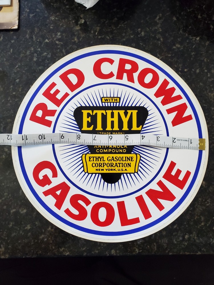 12" RED CROWN ETHYL GASOLINE DECAL/STICKER