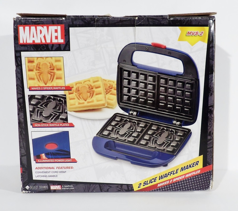 Marvel 2 Slice Spiderman Waffle Maker MVS-2 New In Opened Box