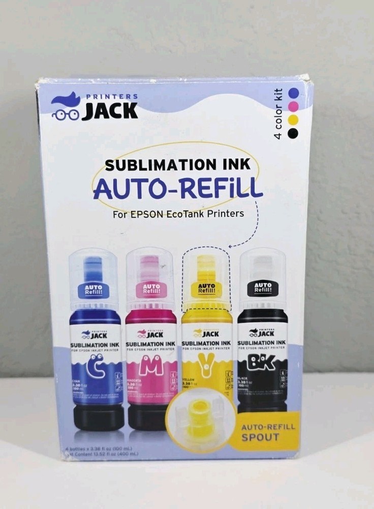 Printers Jack Sublimation Ink Auto Refilled bottles work with Epson Ecotank