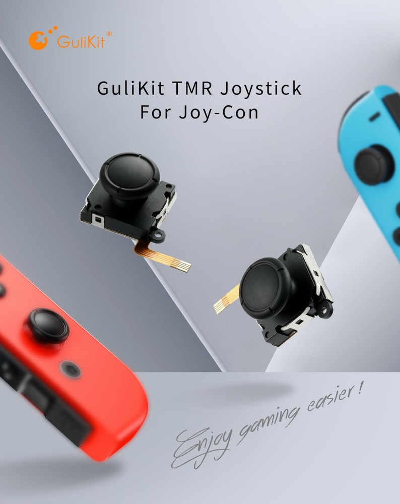 GuliKit Switch Joysticks Replacement, Updated Anti-Drift TMR Black
