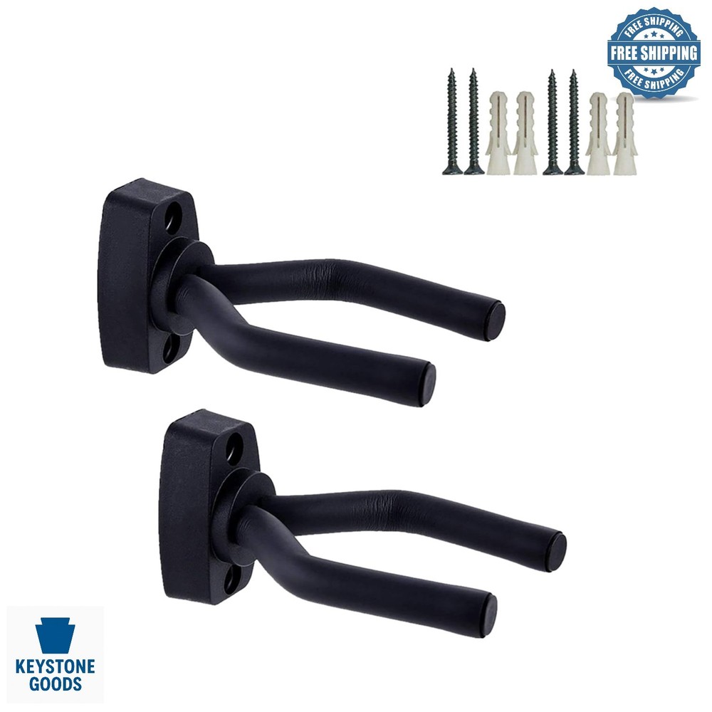2-Pack Guitar Wall Mount Hangers - Adjustable, Non-Marring Wall Hooks for Gui...