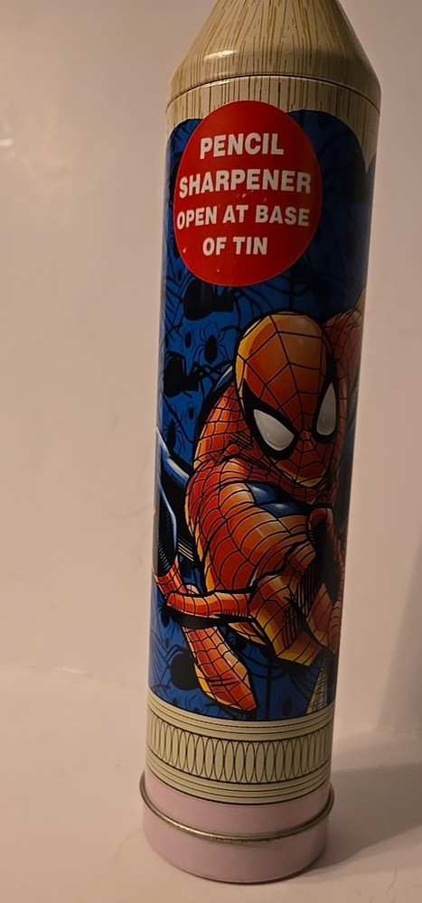 Spider-Man Metal Pencil Case with Sharpener, Ruler - 2001 Marvel Comics