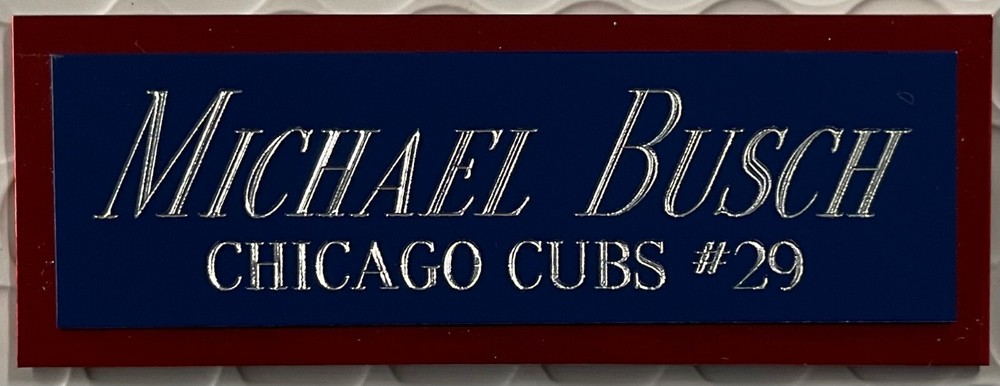 MICHAEL BUSCH CUBS NAMEPLATE FOR AUTOGRAPHED Signed Baseball Display CUBE CASE