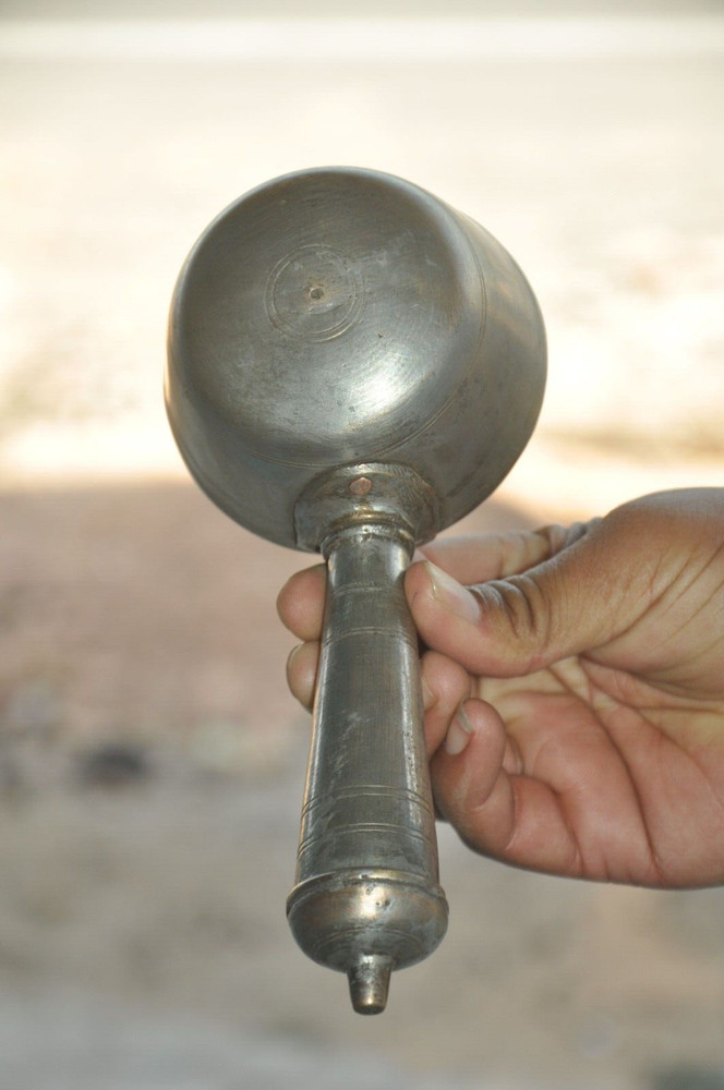 Vintage Nickel Plated Solid Brass Handcrafted Kitchenware/Spoon, Rich Patina