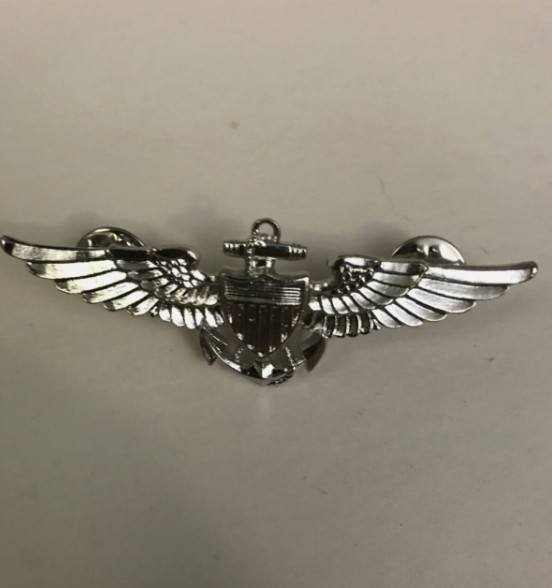 US Navy Pilot Wings Full Size Hallmarked Naval Aviator Silver Color