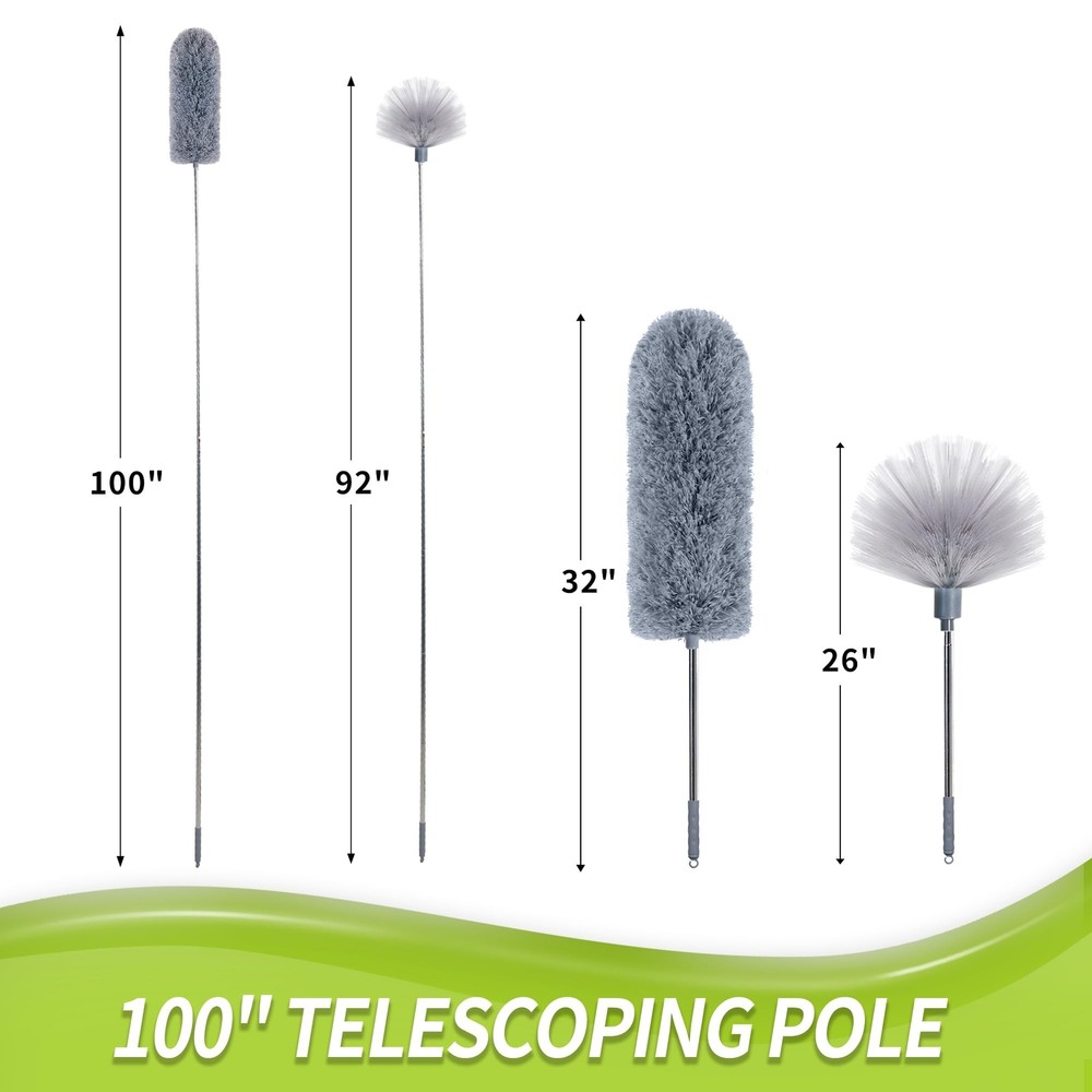 Cobweb Duster with Extension Pole, Spider Web Brush & Ceiling Cleaning Kit, 1...