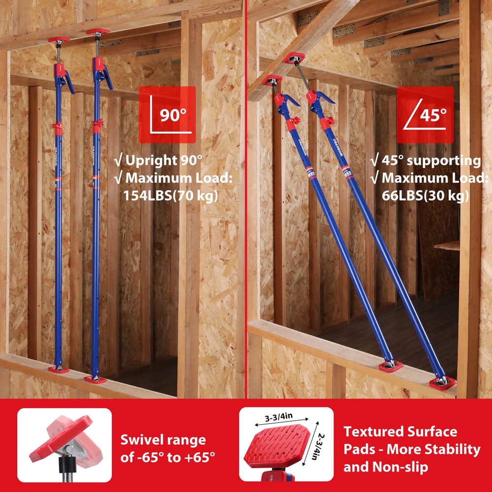 WORKPRO Cabinet Jack Support Pole 154 lbs Capacity for Cabinet Jack 4-Pack New