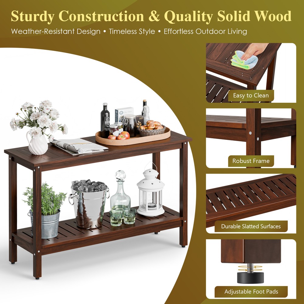 48" Console Table Multiuse Buffet Bar Storage Organizer with Foot Slider Coffee