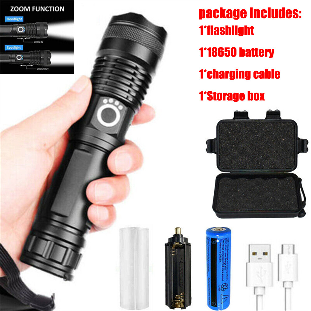 Super-Bright 12000000 LM LED Tactical Flashlight With Rechargeable Battery