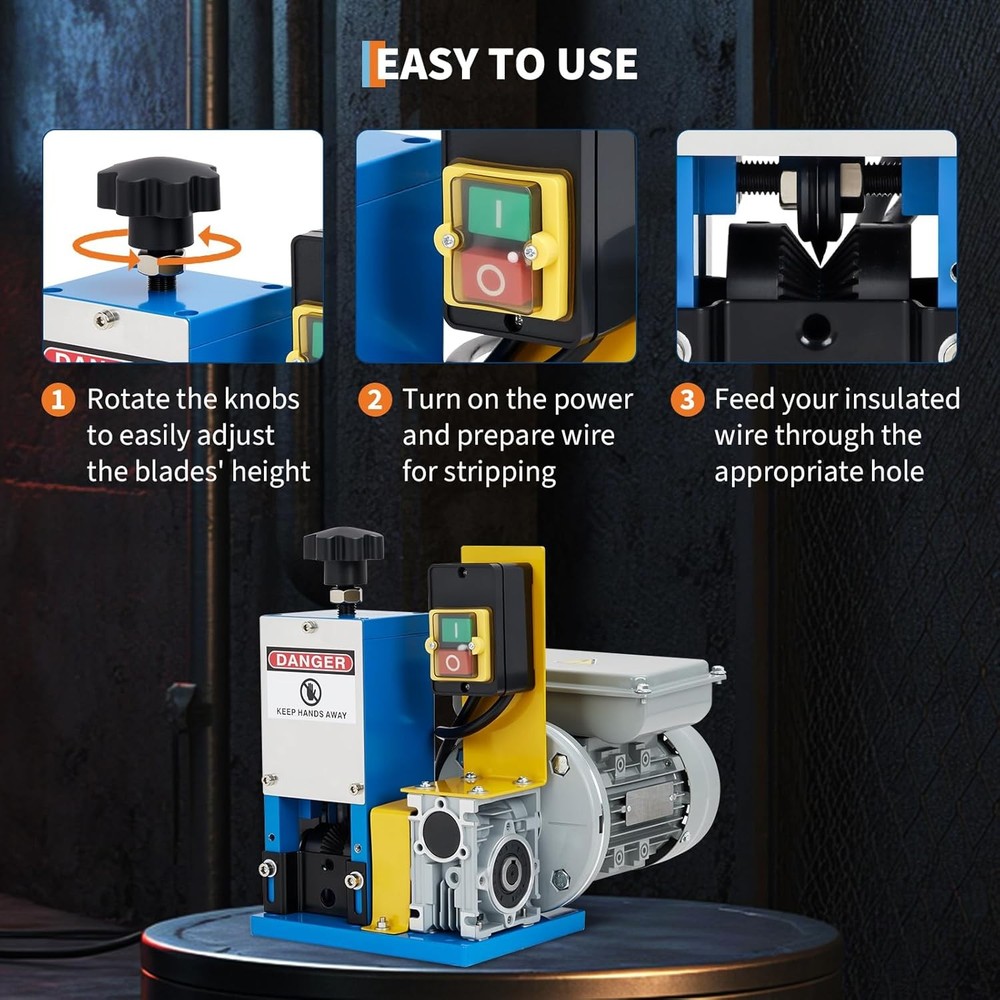 Electric Wire Stripper Machine 0.06-1in, 1-Channel Automatic Scrap Wire Stripper