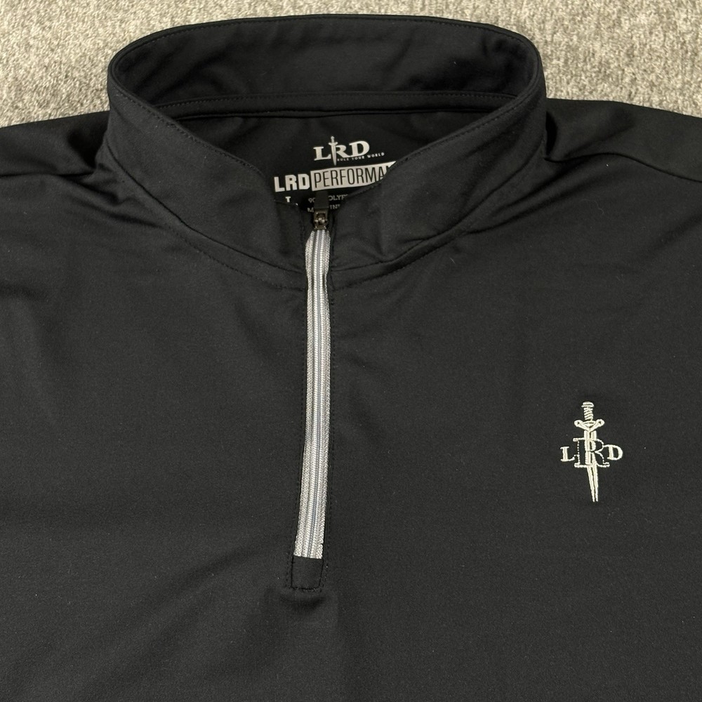 LRD Performance Mens Large Black Golf Pullover 1/4 Zip LS Shirt Stretch