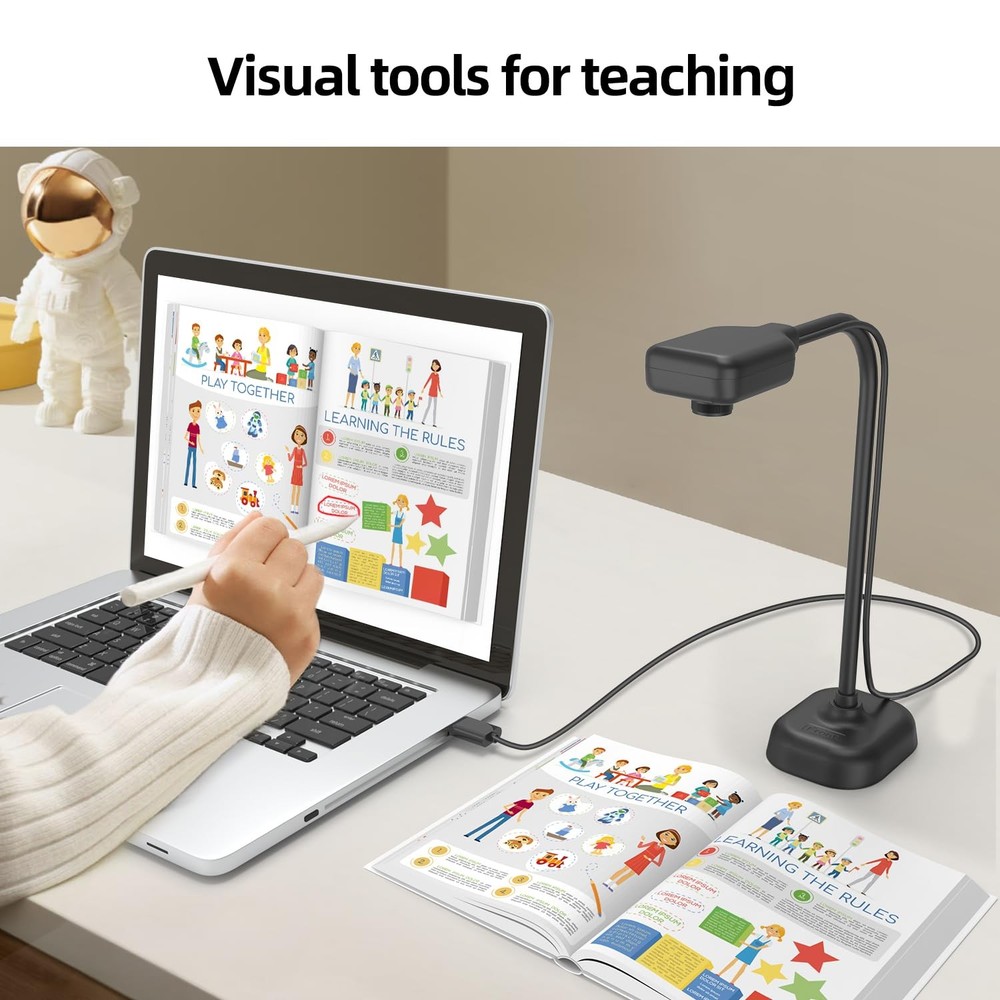 Document Camera for Teachers and Classroom, USB Webcam/Doc Camera Builtin Mic...