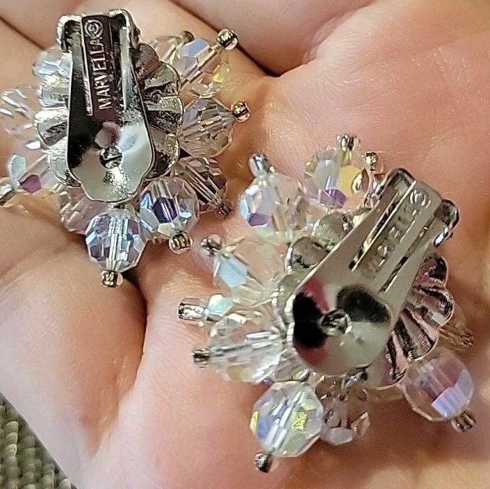 Signed Maravella AB Crystal Rhinestones Earrings Movable