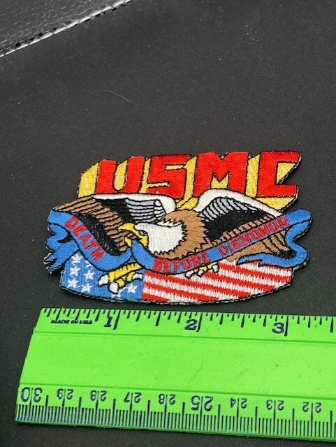 USMC Patch Eagle Flag Death Before Dishonor Sew On red white blue gold