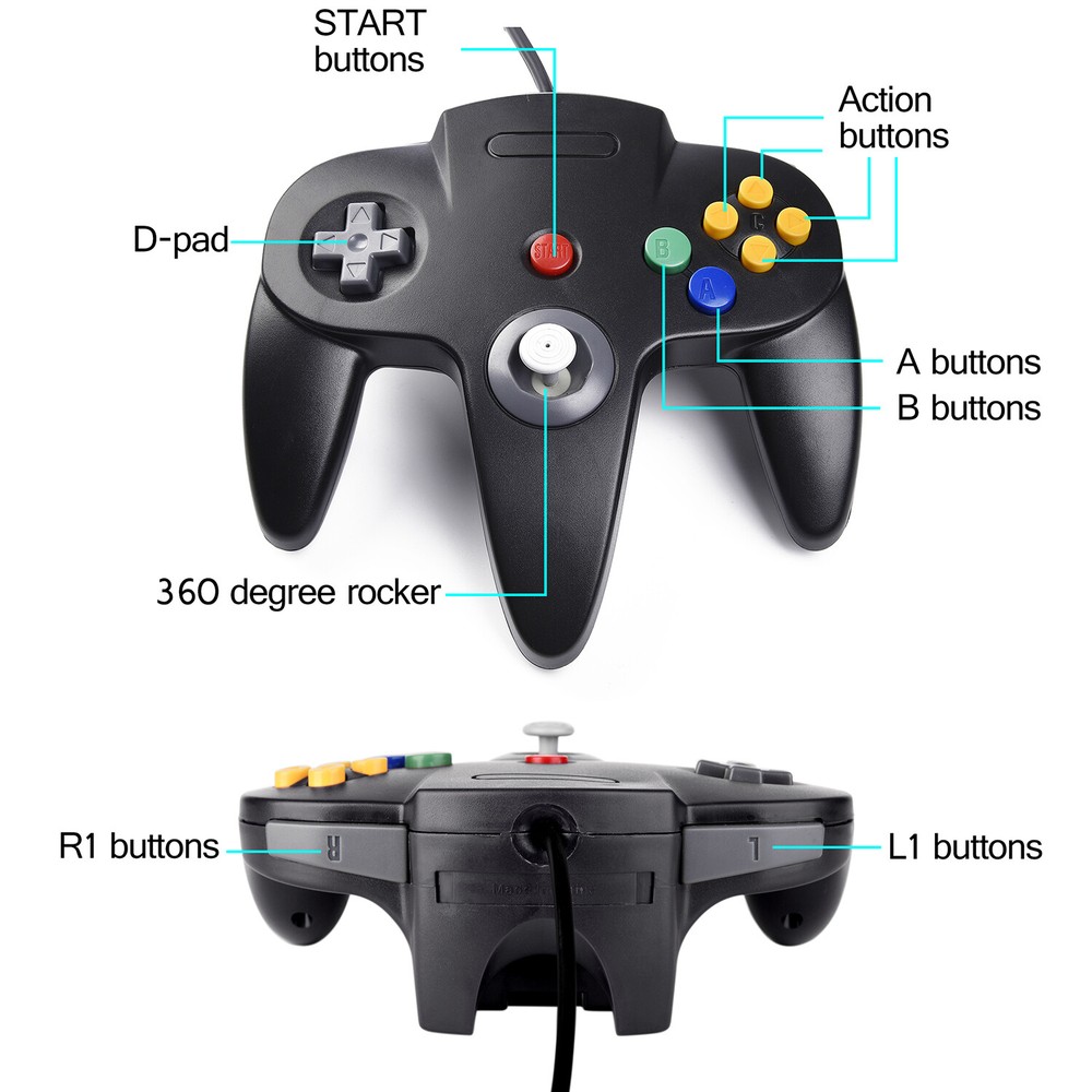 For Nintendo 64 N64 Controller Video Game Console Gamepad Joystick Joypad Wired