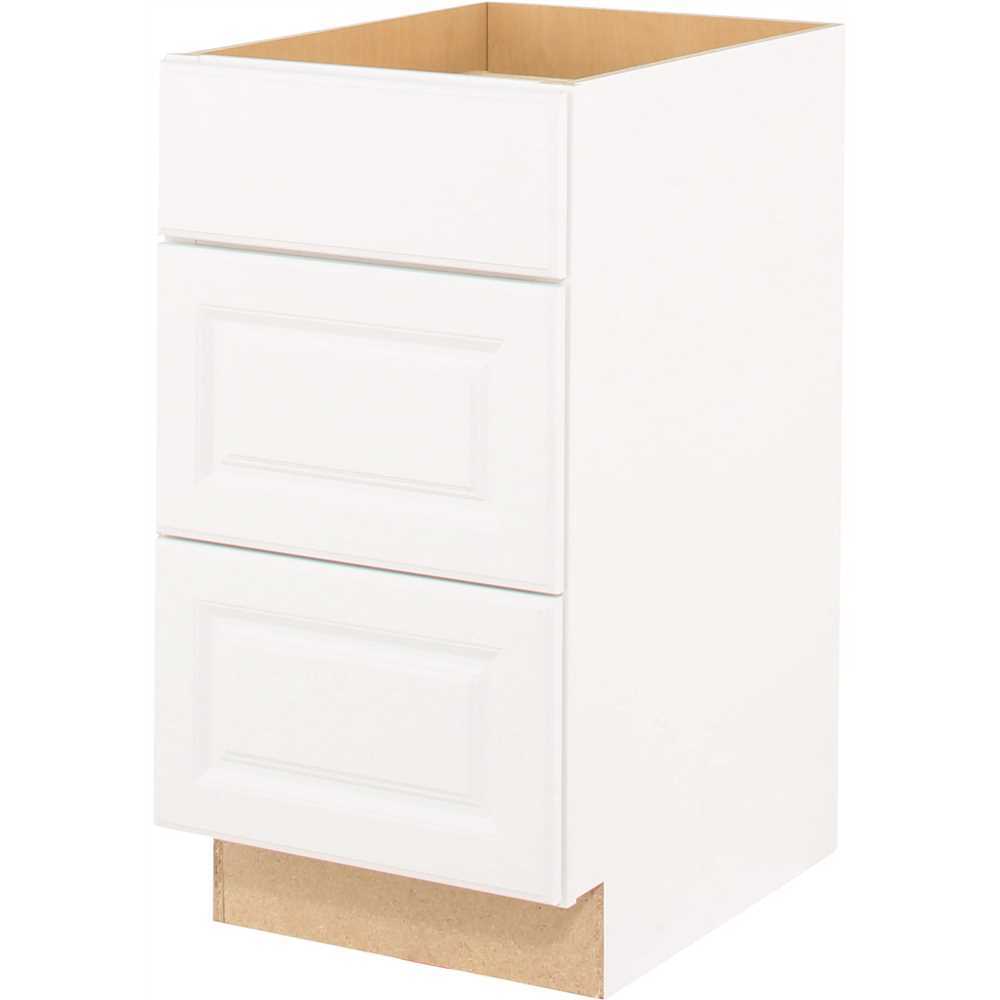 Hampton Satin White Raised Panel Assembled Drawer Base Kitchen Cabinet with Draw