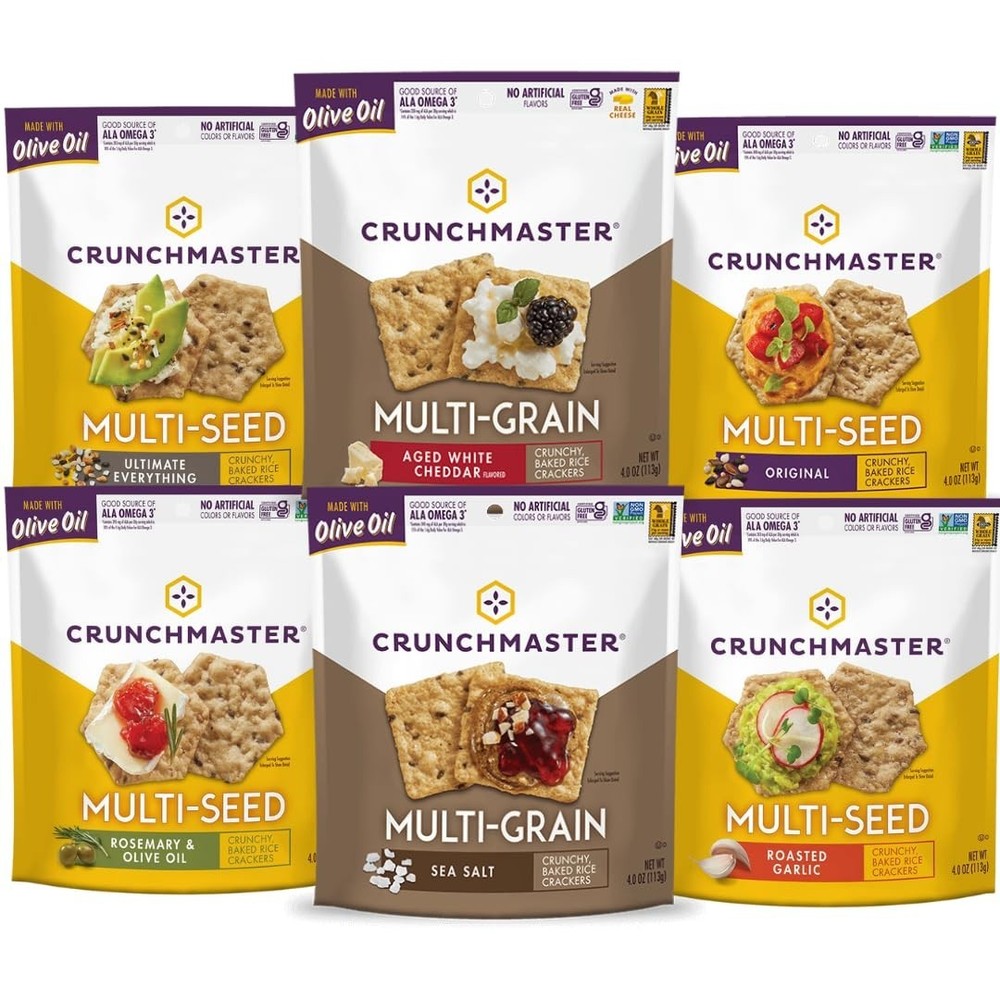 Multiseed & Multigrain Crackers Variety Pack – Original, Rosemary, Garlic, Chedd