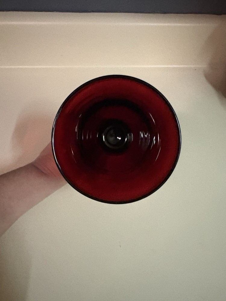 Vintage 7.25” Ruby Red with Clear Stem Wine Glasses~Replacement Piece
