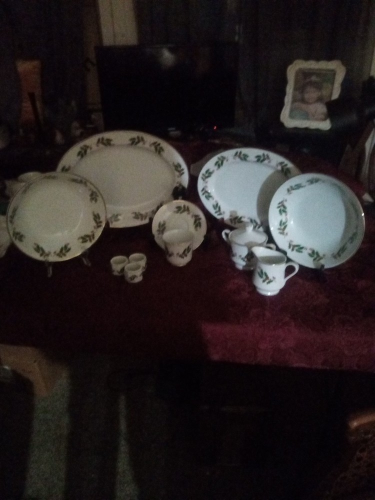 Holly Christmas Serving Dishes Lot