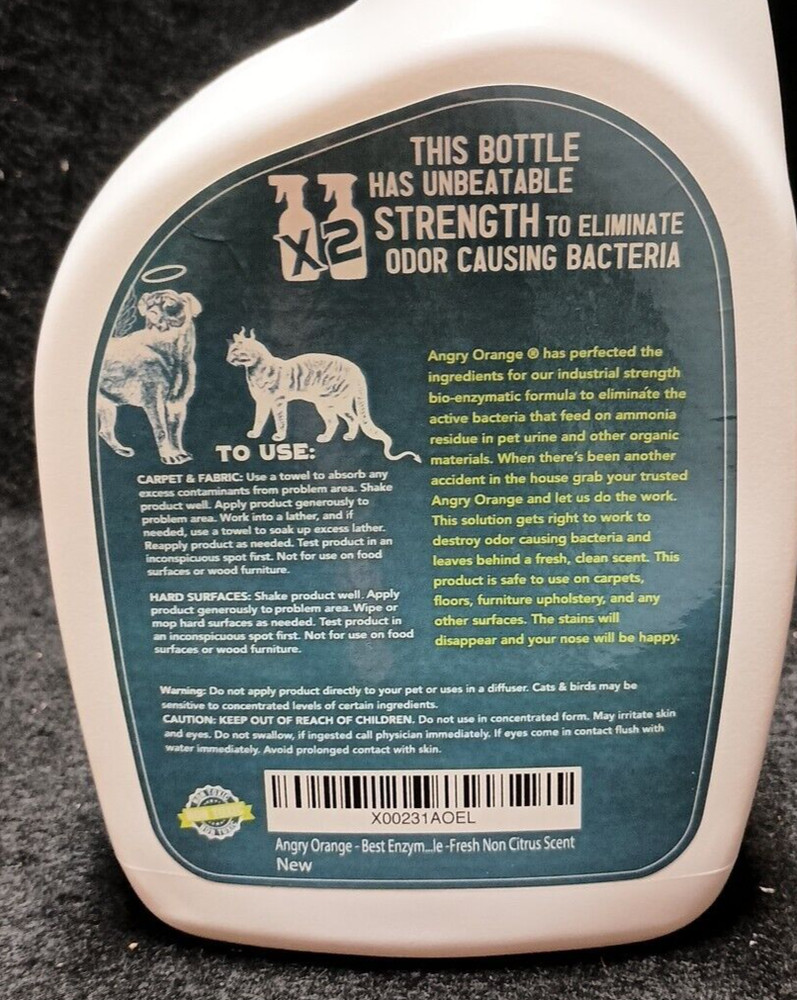 ANGRY ORANGE Pet Odor Eliminator 32 oz. Eliminates Oder Bacteria USA