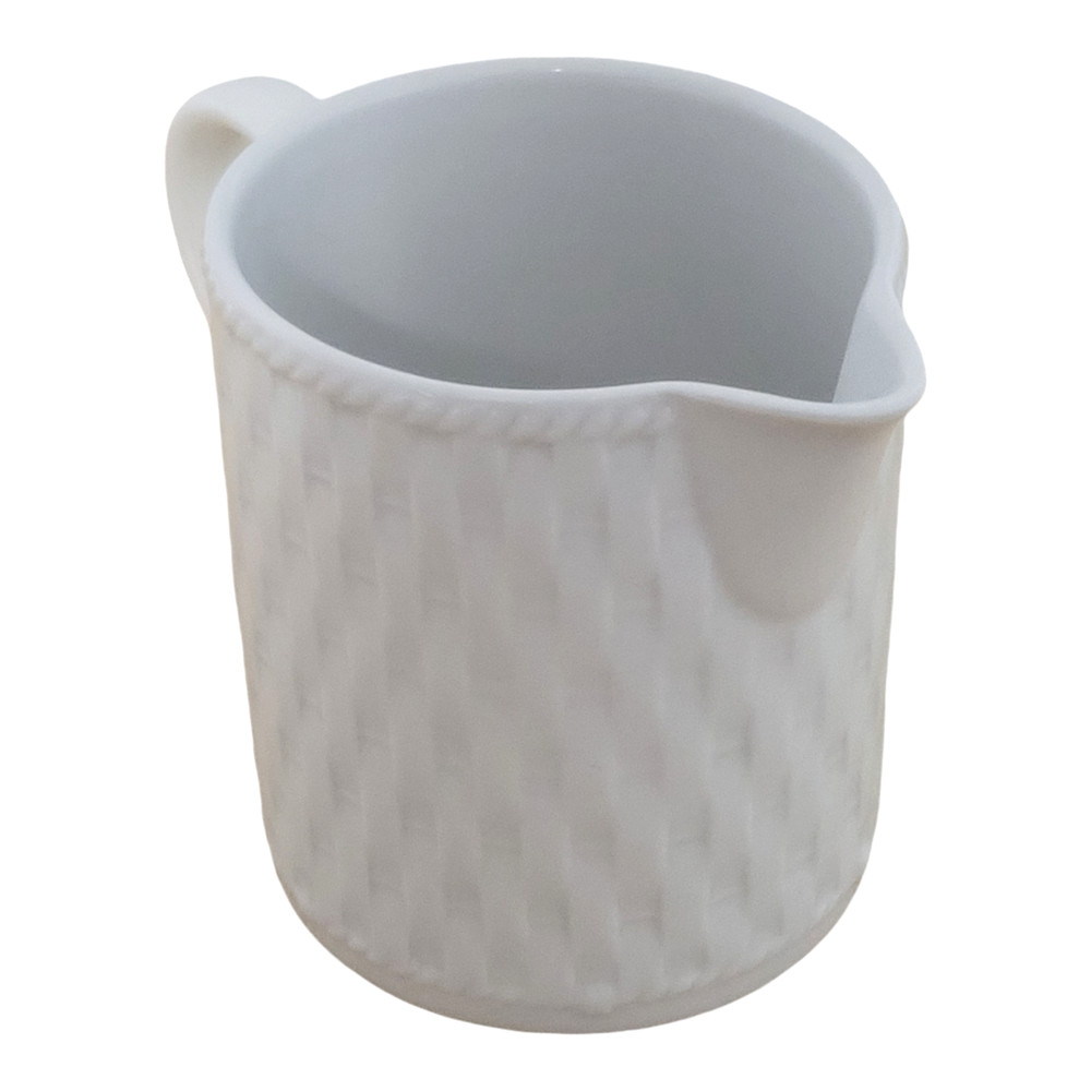 Gourmet Collection By Oneida Creamer White Wicker Pattern Glazed Stoneware