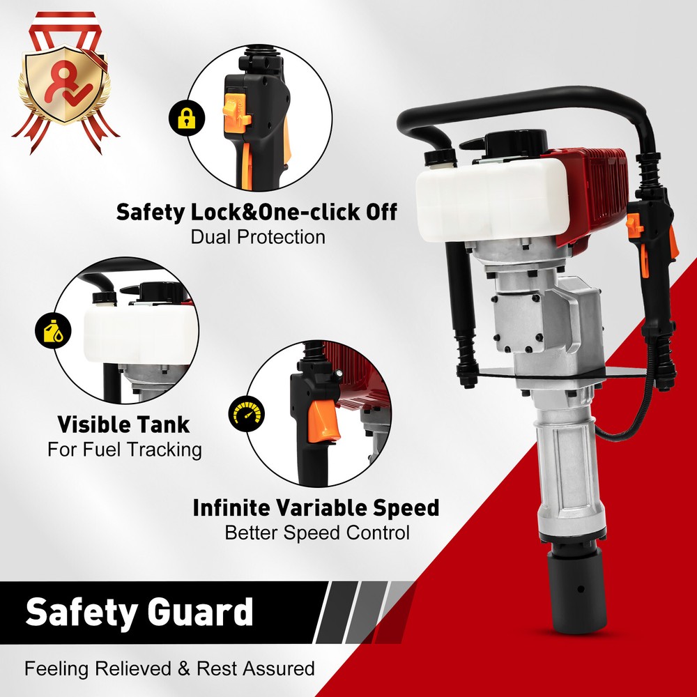 Air Cooling Petrol Post Driver 52CC Gas Powered T-Post Driver Hand Pull Start