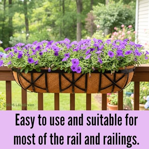LaLaGreen 24 Inch, 2 Pack Railing Planters with Adjustable Mounting Brackets –